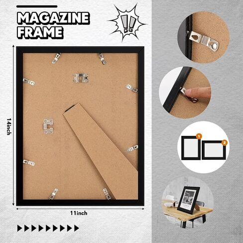 4 Pcs Sports Magazine Frame Fits Magazine Measuring 8.5 x 11.25 Inch Magazine Display Frame with Installed Hangers and Core Matting Plastic Frames for Sports Magazines(White (Black Mat)) in Saudi Arabia