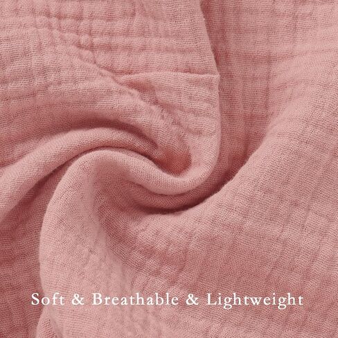 Muslin Baby Blankets for Girls,100% Cotton Muslin Toddler Blanket,Crib Blanket,Muslin Swaddle Blankets,Soft and Lightweight Baby Quilt for Boys and Girls 47 * 47" (Pink+Khaki) in Saudi Arabia