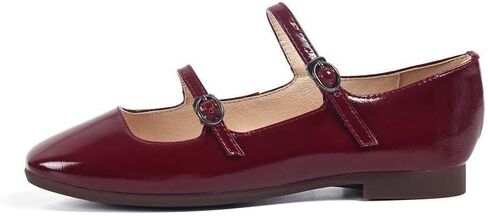 TinaCus Handmade Women's Genuine Leather Double Strap Square Toe Slip On Mary Jane Flats Shoes in Saudi Arabia