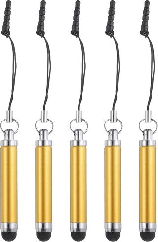 MECCANIXITY 5pcs Metallic Stylus Pen Retractable Aluminum Alloy Mini Capacitive Pens for Universal All Touch Screen Devices, Yellow in Saudi Arabia
