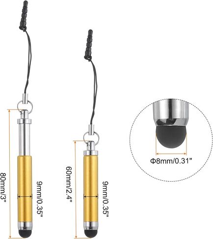 MECCANIXITY 5pcs Metallic Stylus Pen Retractable Aluminum Alloy Mini Capacitive Pens for Universal All Touch Screen Devices, Yellow in Saudi Arabia