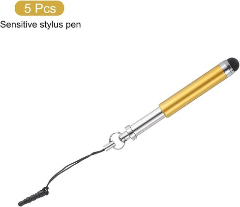 MECCANIXITY 5pcs Metallic Stylus Pen Retractable Aluminum Alloy Mini Capacitive Pens for Universal All Touch Screen Devices, Yellow in Saudi Arabia