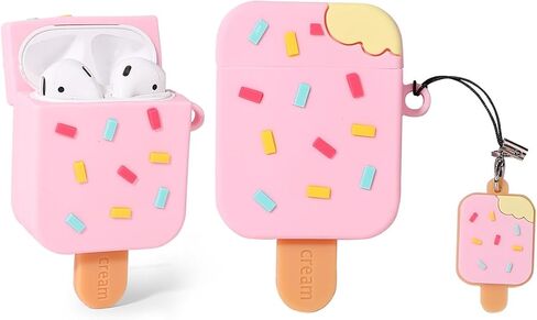 (3 عبوات) حافظة لأجهزة Airpods 1 وAirpods 2، حافظة Airpods من السيليكون Suublg مع تصميم لطيف ومضحك، مع سلسلة مفاتيح in Kuwait