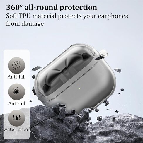 [3 في 1] حافظة متوافقة مع هاتف Samsung Galaxy Buds3 Pro/Galaxy Buds3 مع سلسلة مفاتيح، حافظة شحن لاسلكية ناعمة وشفافة من مادة TPU مقاومة للصدمات ومضادة للسقوط للرجال والنساء مع مجموعة تنظيف in Saudi Arabia