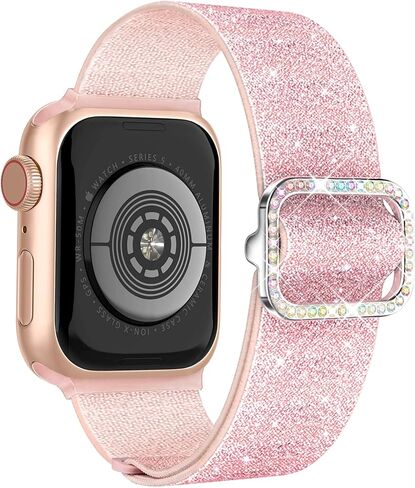 Wipalor Sparkly Stretchy Nylon Band Fit Bling Apple Watch Bands for Women 46mm 44mm 45mm 42mm 49mm, Elastic Sport iWatch Bands for Cute Glitter iPhone Watch Band Series 10 9 8 7 6 5 SE 4 3 Ultra-Black in Saudi Arabia