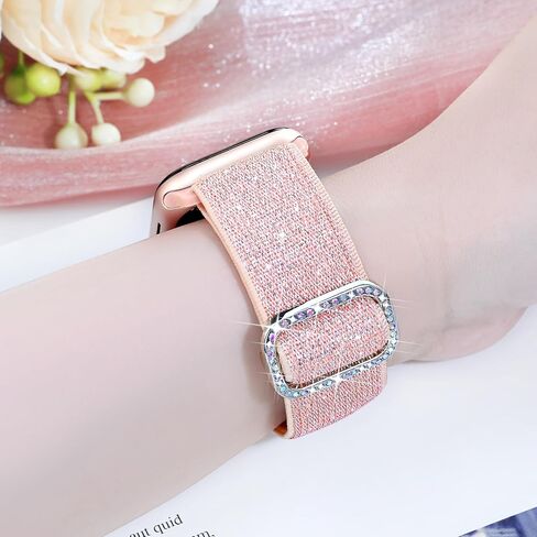Wipalor Sparkly Stretchy Nylon Band Fit Bling Apple Watch Bands for Women 46mm 44mm 45mm 42mm 49mm, Elastic Sport iWatch Bands for Cute Glitter iPhone Watch Band Series 10 9 8 7 6 5 SE 4 3 Ultra-Black in Saudi Arabia