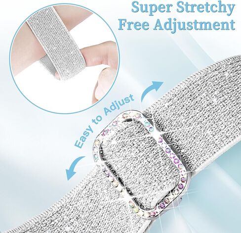 Wipalor Sparkly Stretchy Nylon Band Fit Bling Apple Watch Bands for Women 46mm 44mm 45mm 42mm 49mm, Elastic Sport iWatch Bands for Cute Glitter iPhone Watch Band Series 10 9 8 7 6 5 SE 4 3 Ultra-Black in Saudi Arabia