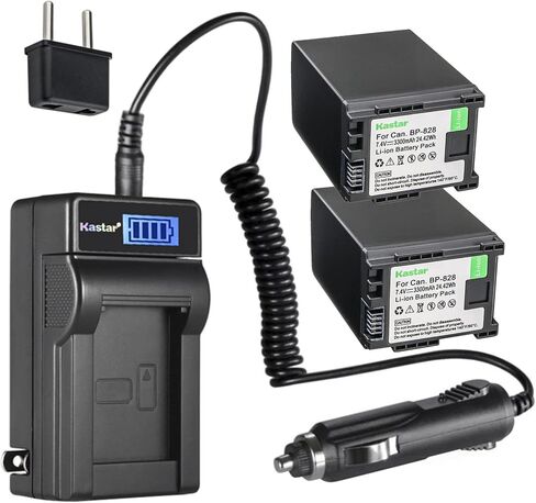 بطارية Kastar BP-828 وشاحن تيار متردد LCD متوافق مع Canon XF400، XF405، XA10، XA11، XA15، XA20، XA25، XA30، XA35، XA40، XA45، XA50، XA55، VIXIA HF G21، VIXIA HF G30، VIXIA كاميرات HF G40 in Saudi Arabia