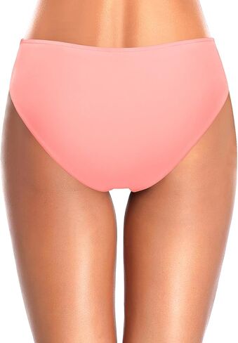 Tempt Me Women White Bikini Bottoms Mid Waist Ruched Bathing Suit Swimsuit Full Coverage Swim Bottom L in Saudi Arabia