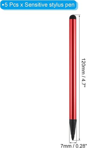 MECCANIXITY 5pcs 2 in 1 Phone Touch Screen Pen Resistive Stylus Pen Aluminum Alloy with Resistance Capacitive Tips Universal, Black in Saudi Arabia