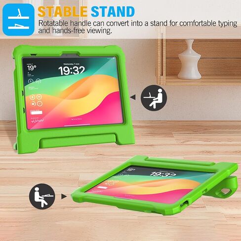 حافظة SUPLIK للأطفال لجهاز iPad الجيل العاشر (10.9 بوصة) وiPad Air 11 بوصة M2 2024 وiPad Pro 11 الجيل الخامس (M4) 2024، حافظة متينة مقاومة للصدمات مع واقي شاشة وحامل أقلام، أخضر in Saudi Arabia