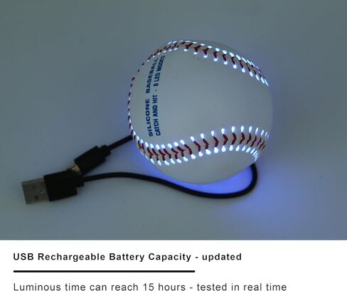 هدايا البيسبول للأولاد - البيسبول المضيء - أول تصميم سيليكون خفيف الوزن - الالتقاط والضرب - 8 أوضاع LED 7 ألوان - توهج 360 درجة - قابل لإعادة الشحن عبر USB - الحجم الرسمي in Kuwait