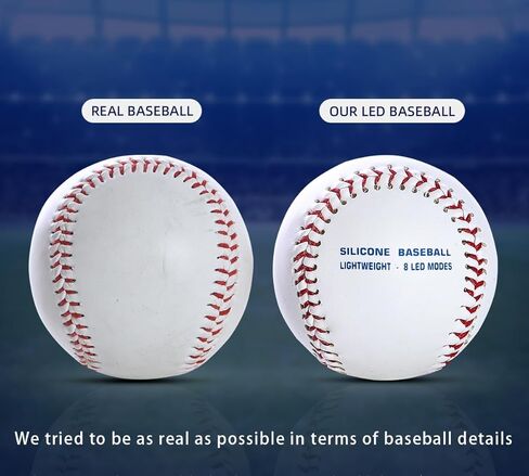 هدايا البيسبول للأولاد - البيسبول المضيء - أول تصميم سيليكون خفيف الوزن - الالتقاط والضرب - 8 أوضاع LED 7 ألوان - توهج 360 درجة - قابل لإعادة الشحن عبر USB - الحجم الرسمي in Kuwait