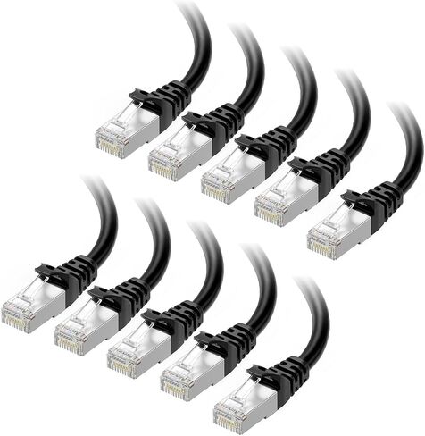 كابل ماترز 10 جيجابت في الثانية 10 حزم كابل إيثرنت قصير محمي Cat6A بطول 7 أقدام (SSTP، كابل إيثرنت محمي SFTP، كابل Cat6 محمي، كابل شبكة محمي Cat 6) باللون الأسود in Saudi Arabia