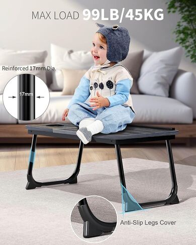 Bed Table, Laptop Bed Upgraded Table Laptop Tray with Foldable Legs Cup Slot, Reading Book Holder Laptop Stand for Sofa Breakfast Bed Table for Bed Carpet Terrace (Dark Gray) in Saudi Arabia