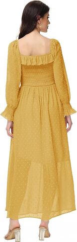 Anna-Kaci Long Sleeve Spring Maternity Dress for Photoshoot Babyshower Square Neck Boho Maxi Dress, Sky Blue, Small in Kuwait