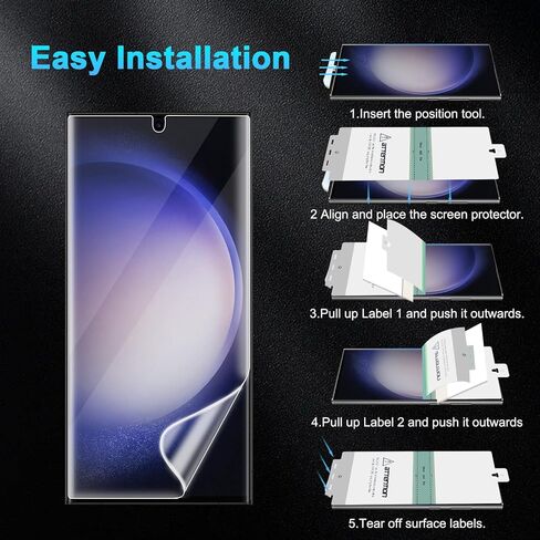 3 عبوات من واقي شاشة TPU لهاتف Samsung Galaxy S23 Ultra، [ليس زجاجيًا] [يدعم فتح بصمة الإصبع] 6.8 بوصة 2023 حافظة صديقة للبيئة عالية الدقة وحساسة للمس in Kuwait