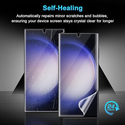 3 عبوات من واقي شاشة TPU لهاتف Samsung Galaxy S23 Ultra، [ليس زجاجيًا] [يدعم فتح بصمة الإصبع] 6.8 بوصة 2023 حافظة صديقة للبيئة عالية الدقة وحساسة للمس in Kuwait