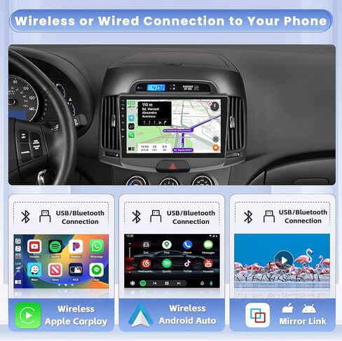 8 Core 4+64GB for for Hyundai Elantra 2007-2010 Android 13 Car Stereo Wireless Apple Carplay, 9 Inch IPS Touch Screen Android Auto Car Radio GPS Navigation WiFi AHD Backup Camera Bluetooth DSP FM RDS in Saudi Arabia