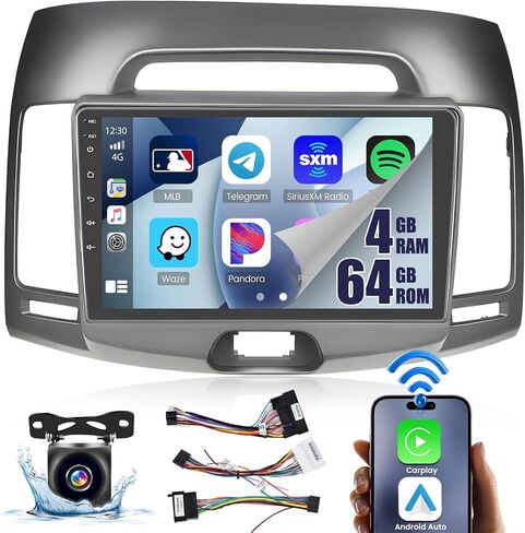 8 Core 4+64GB for for Hyundai Elantra 2007-2010 Android 13 Car Stereo Wireless Apple Carplay, 9 Inch IPS Touch Screen Android Auto Car Radio GPS Navigation WiFi AHD Backup Camera Bluetooth DSP FM RDS in Saudi Arabia