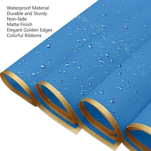 XHKDSYMC 20 Sheets White Flower Wrapping Paper, 22.24 x 22.24 inch Floral Bouquet Wrapping Paper Gold Edge Waterproof Flower Paper Wrap with 1 Roll Ribbon 40 Yards in Kuwait