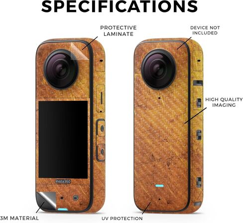 غلاف من ألياف الكربون متوافق مع Insta360 X3 (2022) - ذهبي مزخرف - غطاء لاصق واقي من الفينيل الفاخر 3M - سهل التطبيق | صُنع في الولايات المتحدة الأمريكية بواسطة MightySkins in Saudi Arabia