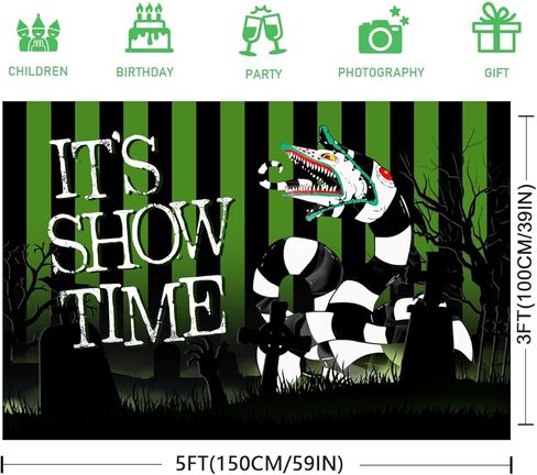 بيتلجو ديكورات حفلات الهالوين لافتة خلفية مقاس 5 × 3 قدم إنها وقت العرض الرعب للهالوين ديكورات حفلات أعياد الميلاد لافتة زخارف حفلات بطابع رعب خلفية كشك الصور in Kuwait