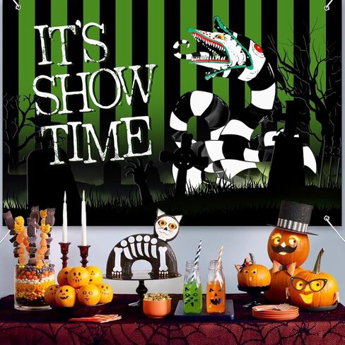 بيتلجو ديكورات حفلات الهالوين لافتة خلفية مقاس 5 × 3 قدم إنها وقت العرض الرعب للهالوين ديكورات حفلات أعياد الميلاد لافتة زخارف حفلات بطابع رعب خلفية كشك الصور in Kuwait
