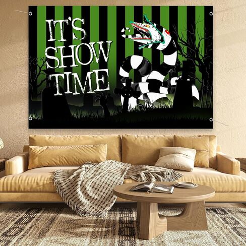 بيتلجو ديكورات حفلات الهالوين لافتة خلفية مقاس 5 × 3 قدم إنها وقت العرض الرعب للهالوين ديكورات حفلات أعياد الميلاد لافتة زخارف حفلات بطابع رعب خلفية كشك الصور in Kuwait