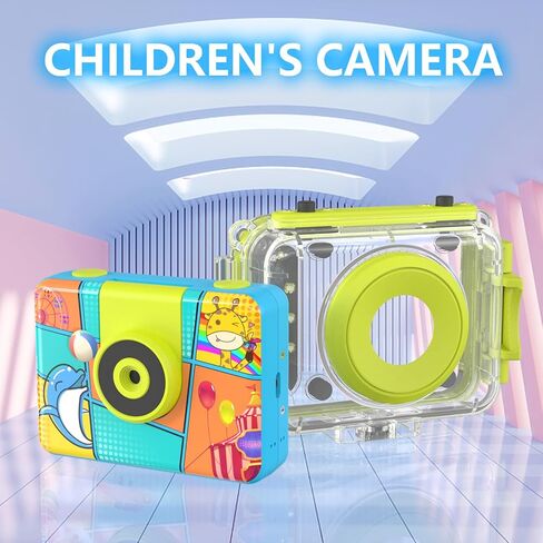 Kids Camera, Waterproof Kids Digital Camera, Children Selfie Camera with 180°Flip Len, 20MP 1080P Sports Action Toy Underwater Camera for Pool Helmet, Birthday Gifts for Boys Girls Age 3-12 in Saudi Arabia