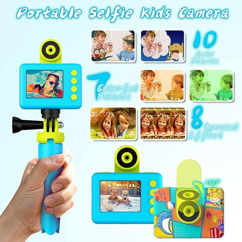 Kids Camera, Waterproof Kids Digital Camera, Children Selfie Camera with 180°Flip Len, 20MP 1080P Sports Action Toy Underwater Camera for Pool Helmet, Birthday Gifts for Boys Girls Age 3-12 in Saudi Arabia
