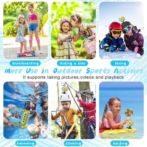 Kids Camera, Waterproof Kids Digital Camera, Children Selfie Camera with 180°Flip Len, 20MP 1080P Sports Action Toy Underwater Camera for Pool Helmet, Birthday Gifts for Boys Girls Age 3-12 in Saudi Arabia