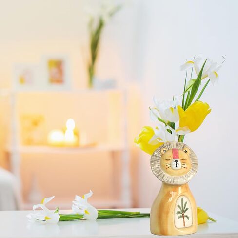 زجاجات ناشرة القصب الخزفية الفارغة: عبوات زجاجات ناشرة الزيوت العطرية القابلة لإعادة الملء، إكسسوارات العطور، مجموعات ناشرة القصب البديلة، نمط أسد رائع، مزهرية زهرية، ديكور الحضانة in Kuwait