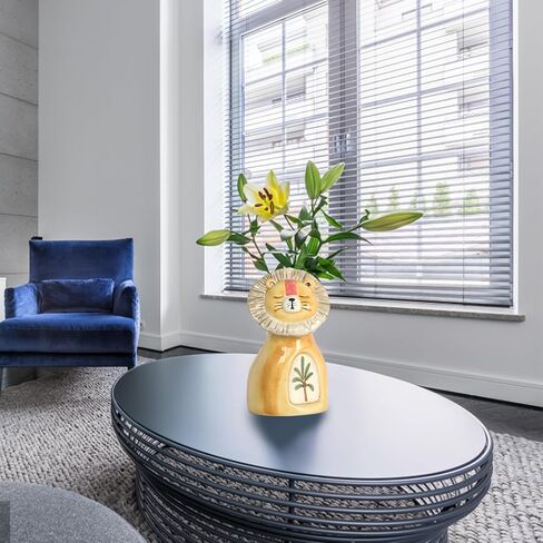 زجاجات ناشرة القصب الخزفية الفارغة: عبوات زجاجات ناشرة الزيوت العطرية القابلة لإعادة الملء، إكسسوارات العطور، مجموعات ناشرة القصب البديلة، نمط أسد رائع، مزهرية زهرية، ديكور الحضانة in Kuwait