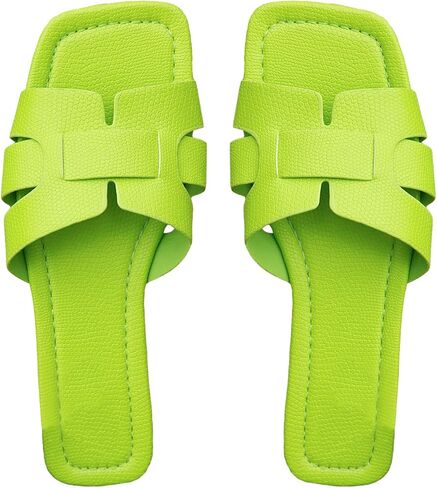 WDIRARA Women's H Sandals Crocodile Embossed Cut Out Flat Sandals Open Toe H Cross Strappy Slide Sandals in Saudi Arabia