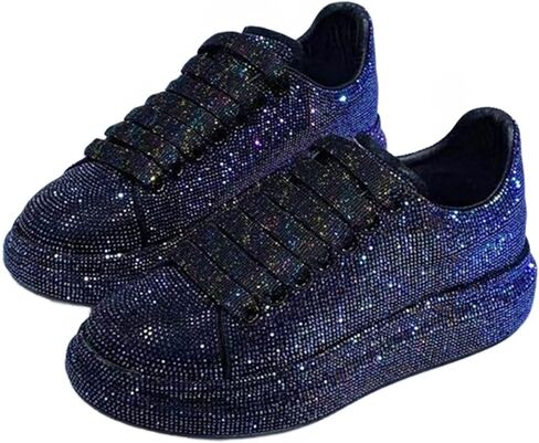 Julymens Women's Glitter Rhinestones Platform Sneakers Casual Lace-Up Sports Shoes in Saudi Arabia