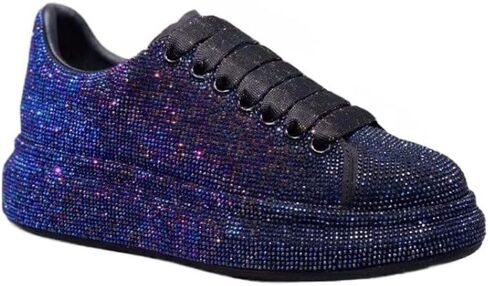 Julymens Women's Glitter Rhinestones Platform Sneakers Casual Lace-Up Sports Shoes in Saudi Arabia