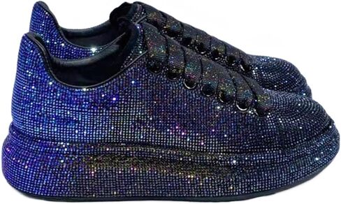 Julymens Women's Glitter Rhinestones Platform Sneakers Casual Lace-Up Sports Shoes in Saudi Arabia