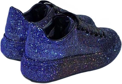 Julymens Women's Glitter Rhinestones Platform Sneakers Casual Lace-Up Sports Shoes in Saudi Arabia
