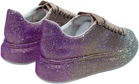 Julymens Women's Glitter Rhinestones Platform Sneakers Casual Lace-Up Sports Shoes in Saudi Arabia