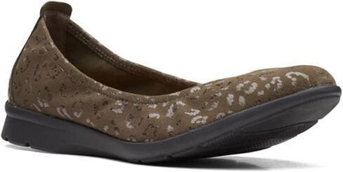 Clarks Women's Jenette Ease Ballet Flat, Olive Interest, 9 in Saudi Arabia