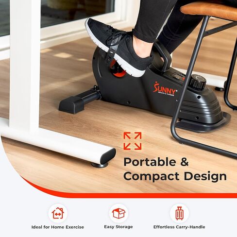 Sunny Health & Fitness Under Desk Motorized Exercise Foot Peddler, Portable Mini Cycle Bike For Stationary Home Workouts - SF-B0960 Black in Kuwait