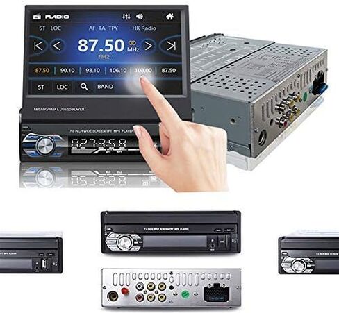 1-Din Flip Touch Screen Car Stereo with 1080P Retractable TFT/LCD Display, FM Radio, USB/SD, MP4/MP5 Player Backup Camera Support. in Kuwait