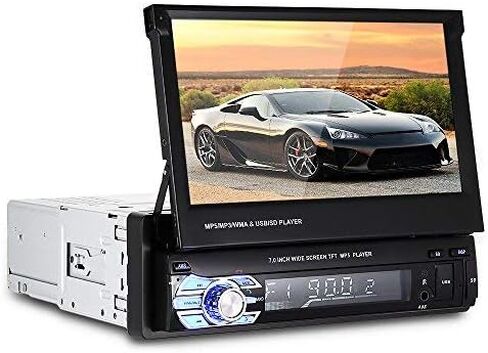 1-Din Flip Touch Screen Car Stereo with 1080P Retractable TFT/LCD Display, FM Radio, USB/SD, MP4/MP5 Player Backup Camera Support. in Kuwait