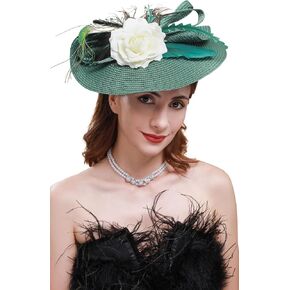 Cizoe Tea Party Hats Fascinators for Women Derby Headpiece Peacock Feather Wedding Headware Bridal Headpiece in Kuwait