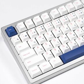 135 Keys PBT Japanese Keycaps Cherry Profile DYE-Sub White Blue Theme Minimalist Style Suitable for Mechanical Keyboard