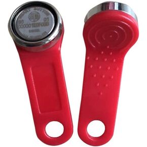 YARONGTECH Red ibutton Dallas DS1990A-F5 Key fobs with metal ring -2pcs