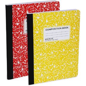Manaloom Composition Notebooks, 4 Pack of Wide Ruled Composition Books, 9-3/4 x 7-1/2 inches Wide Ruled Paper | 100 Sheets (200 Pages), for School, Home, Business, Office | Assorted Colors - 4 Pack