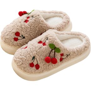 Soft and Comfortable Indoor/Outdoor Slippers for Women, Memory Foam, cherry，