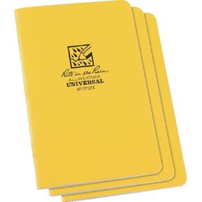 Rite In The Rain Weatherproof Stapled Notebook, 4 5/8" x 7", Orange Cover, Universal Pattern, 3 Pack (No. OR71FX)